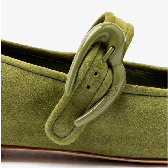 💚🔹️LARROUDE🔹️ Handmade In Brazil Suede Seaweed  Verona Ballet Flats - Picture 5 of 7